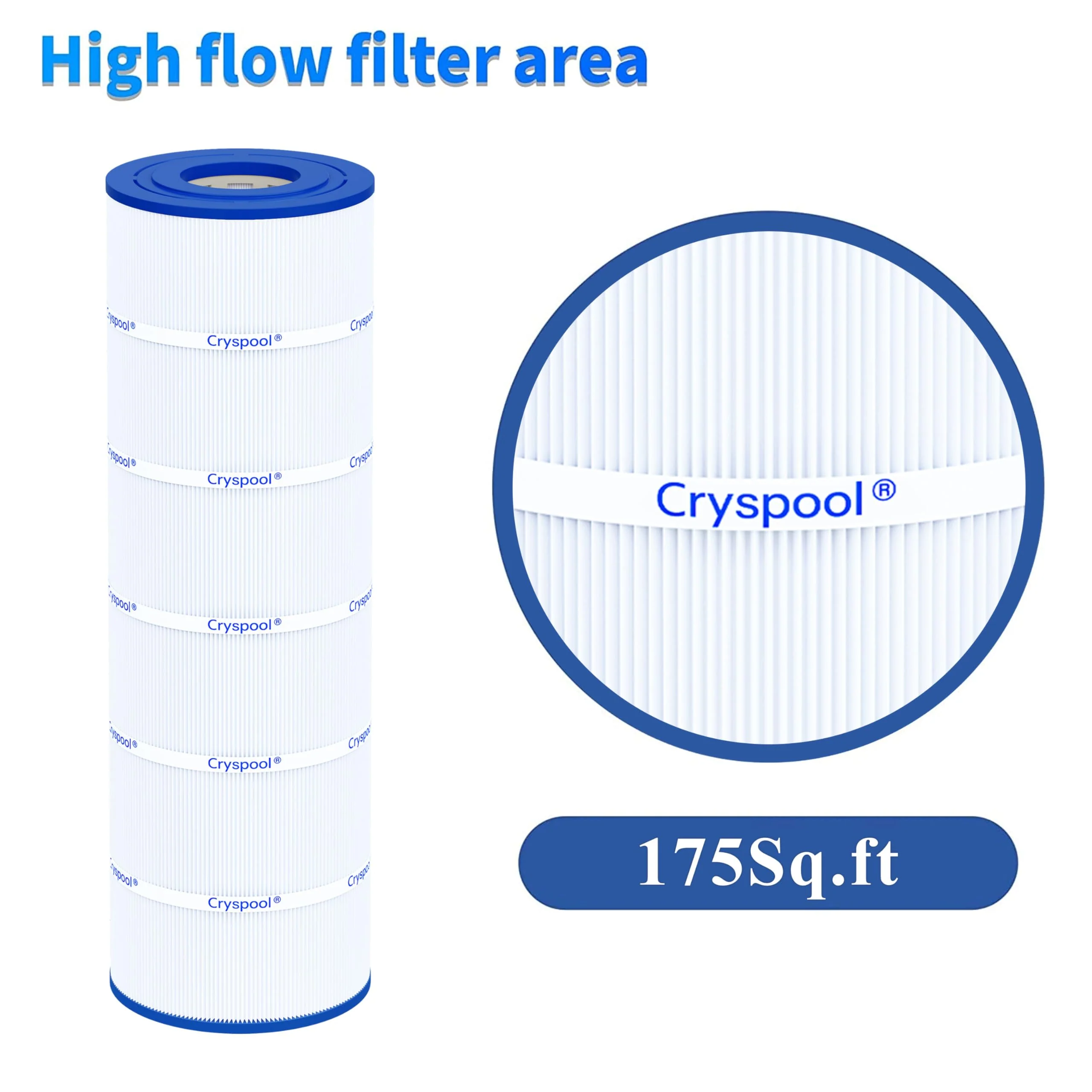 Cryspool® 08060 Filter Compatible with CX1750RE, C1750, C1750E, C1900RE, PA175, C-8417, FC-1294, 817-0175P, 175 Sq. Ft Pool Filter Cartridge, 1 Pack - Image 3