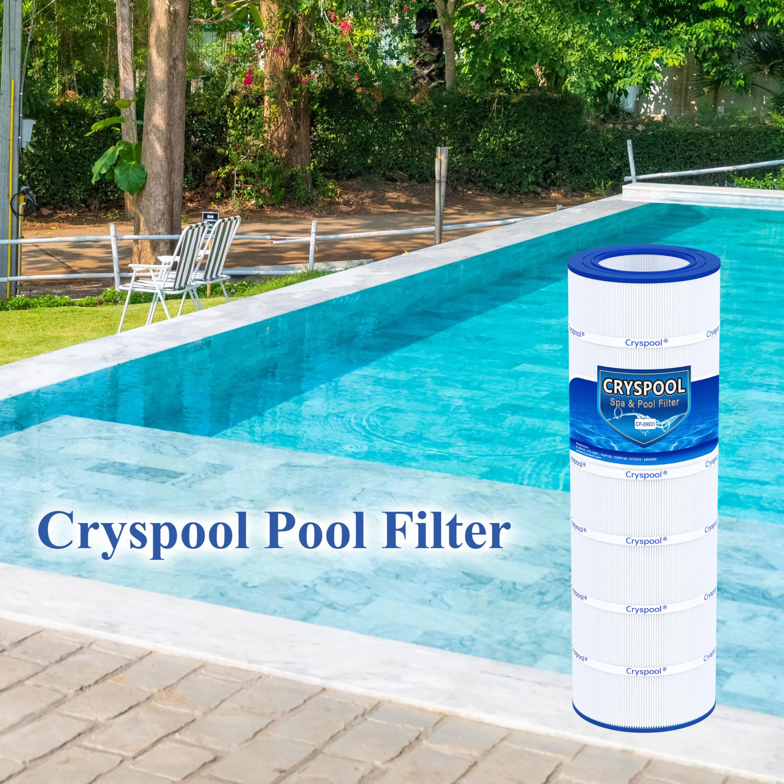 Cryspool® 09031 Compatible with Clean & Clear CCRP150, CC150, R173216, Posi-Clear PXCRP 150, PAP150, 59054300, 160317, 160355, 160352, C-9415, 150 Sq. Ft Pool Filter Cartridge, 1 Pack - Image 2
