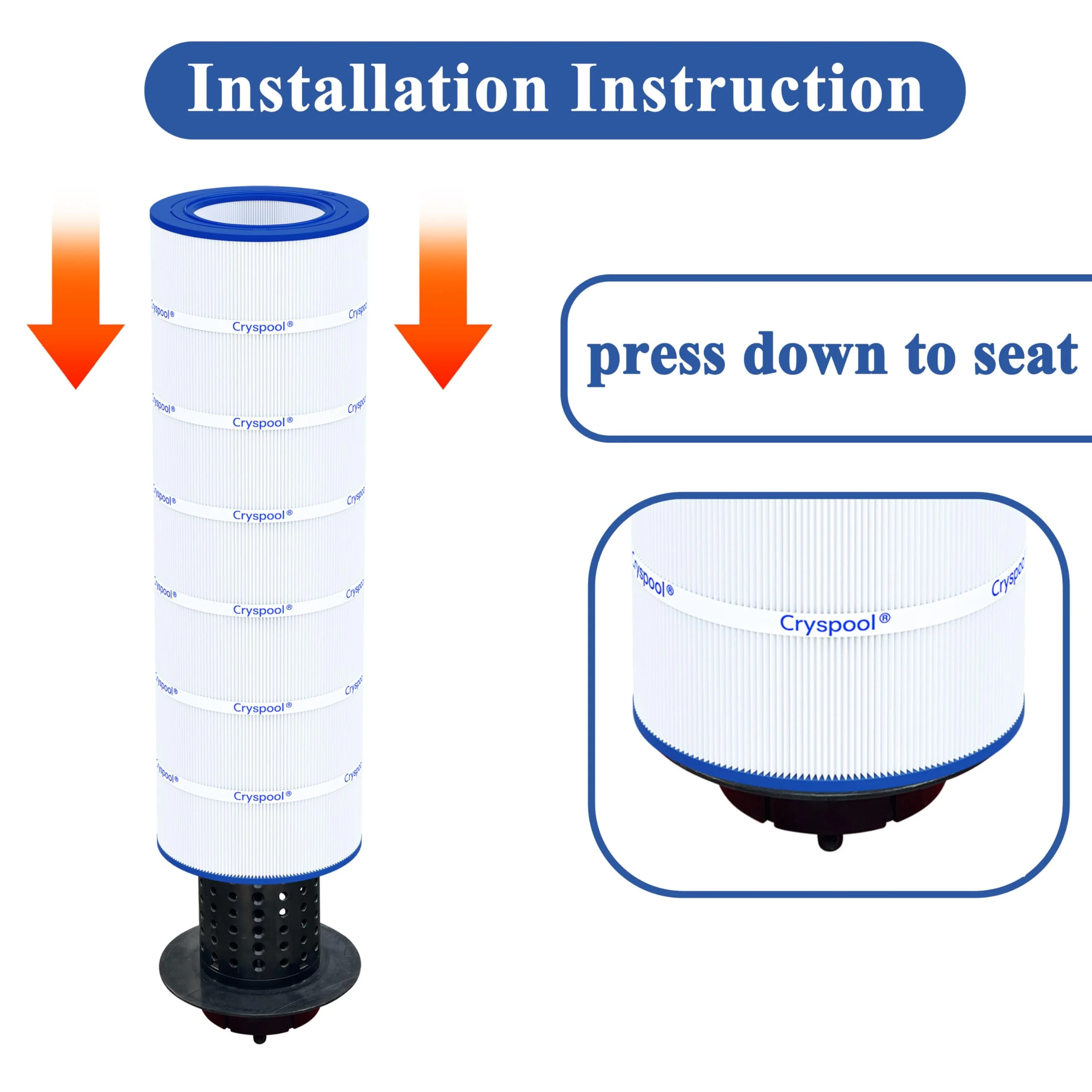 Cryspool® 09031 Compatible with Clean & Clear CCRP150, CC150, R173216, Posi-Clear PXCRP 150, PAP150, 59054300, 160317, 160355, 160352, C-9415, 150 Sq. Ft Pool Filter Cartridge, 1 Pack - Image 6