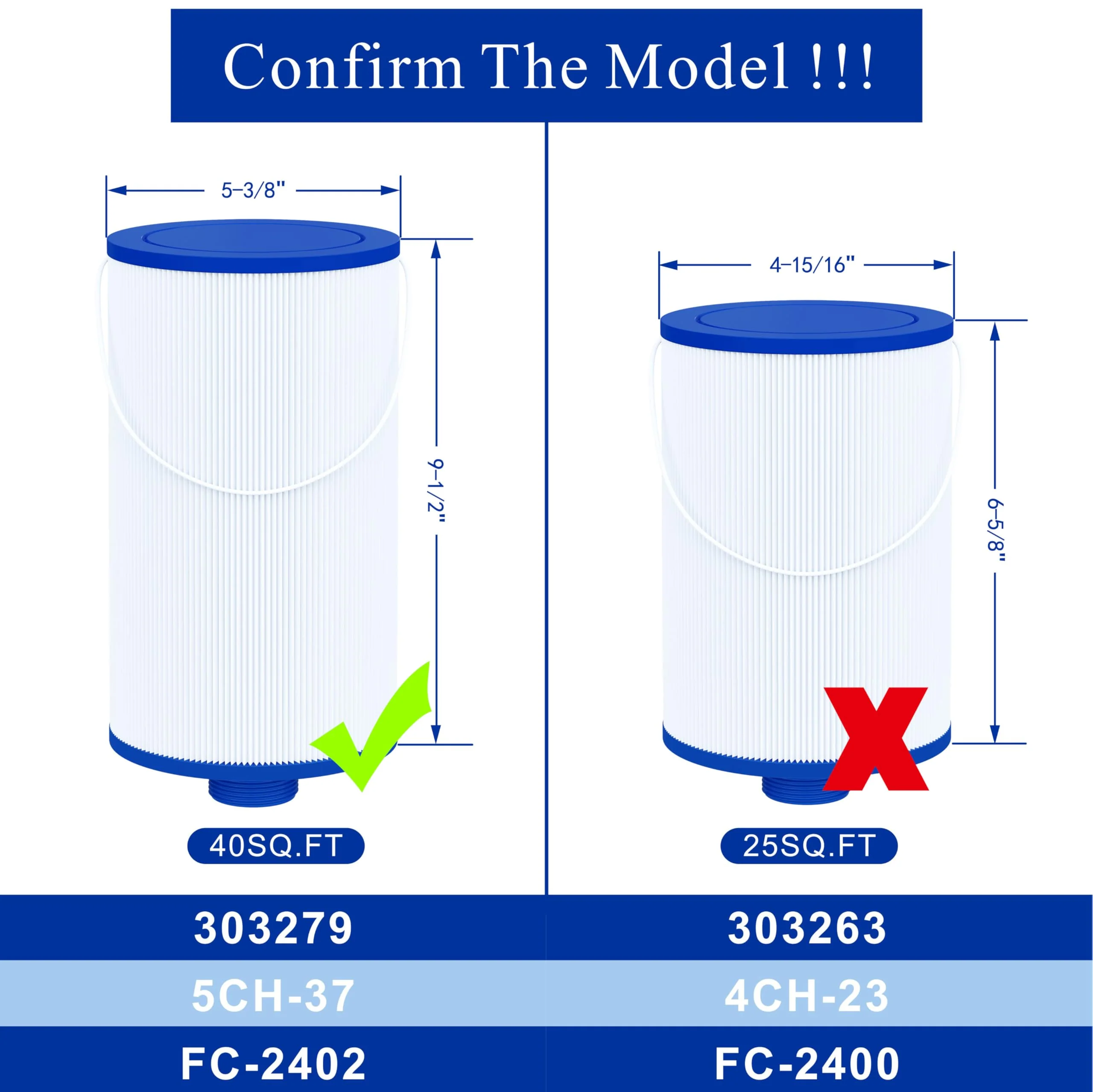 Cryspool® 2402 Filter Compatible with Watkins 303279(not 303263), FC-2402, Free Flow and Lifesmart Hot Tub Filter, 1 1/2" Finer Thread Spa Filter Cartridge, 2 Pack - Image 7
