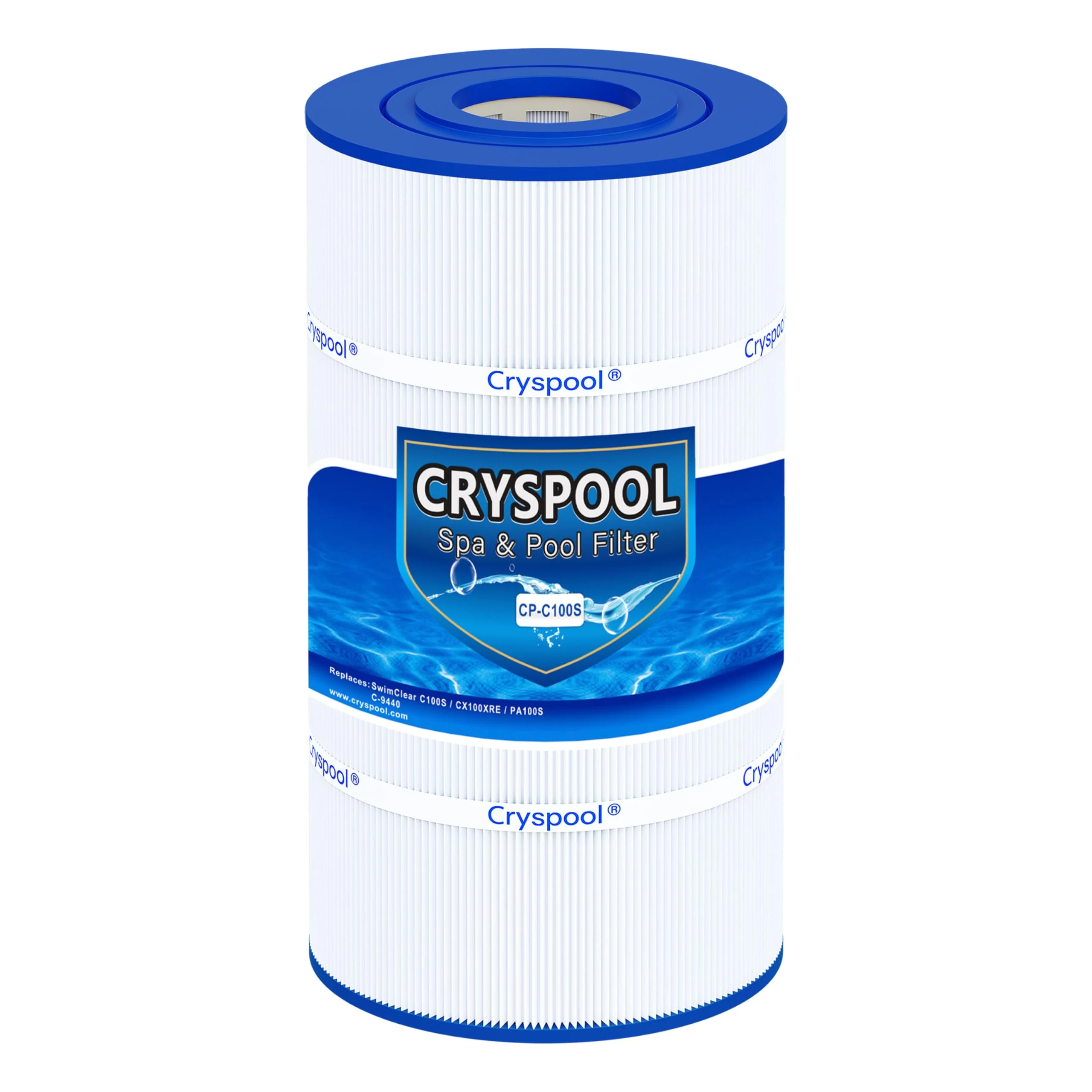Cryspool® C100S Filter Compatible with CX100XRE, C100S, SwimClear C100S, PA100S, C-9440, 100 Sq. Ft Pool Filter Cartridge, 1 Pack