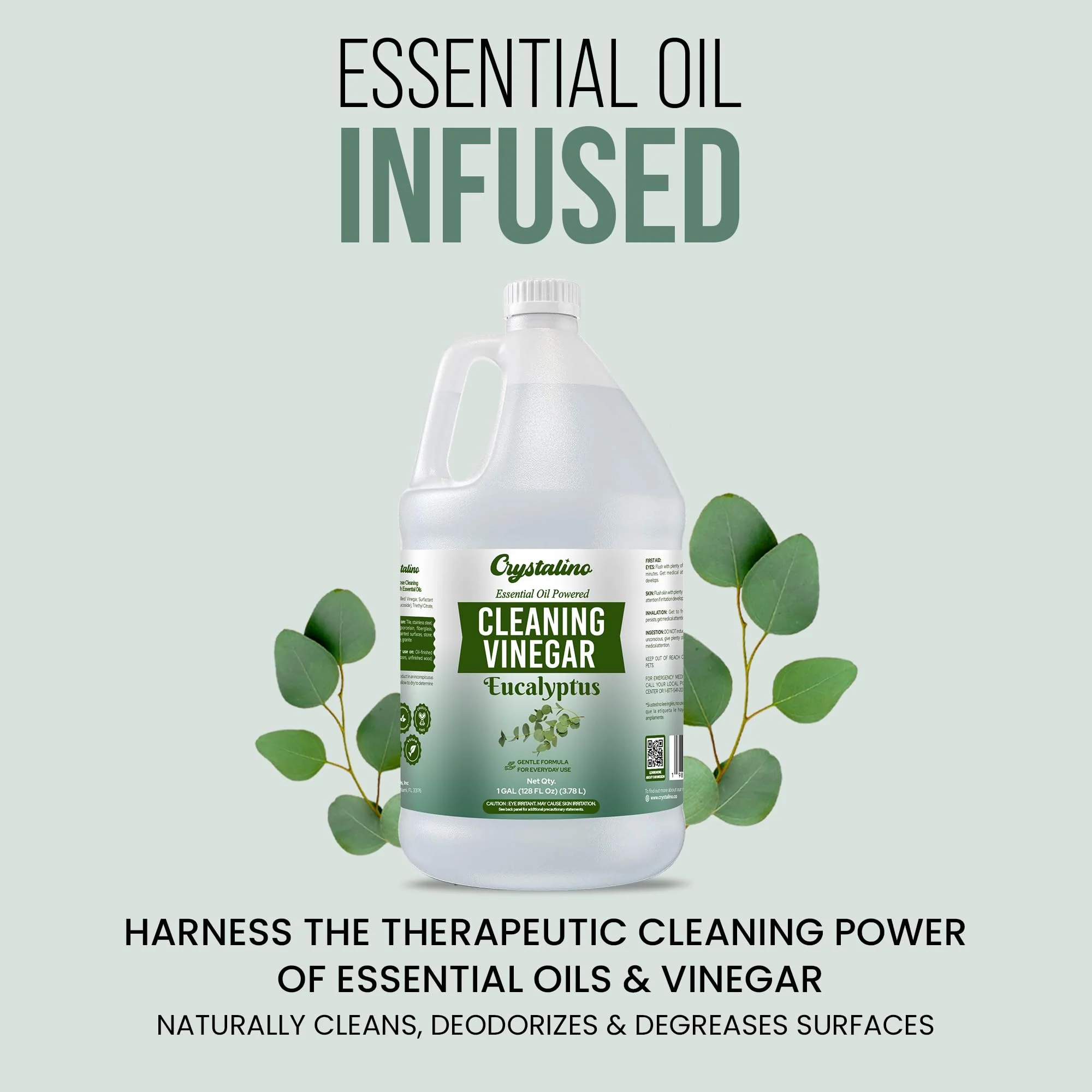 Crystalino 6% Cleaning Vinegar Cleaner (1 Gallon) Eucalyptus Essential Oil Powered for Home, White Industrial Vinegar for Cleaning Purpose and Laundry, Vinager, Vinagre Blanco de Limpieza, Vinger - Image 6