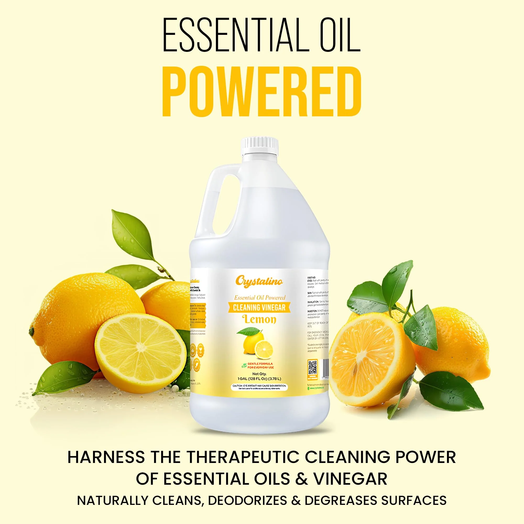 Crystalino Lemon Essential Oil Cleaning Vinegar (1 Gallon) 6% Non-Toxic Distilled White, Vinegar for Cleaning Purpose, Vinagre Blanco, Vinger (128 Fl Oz (Pack of 1), Lemon) - Image 6