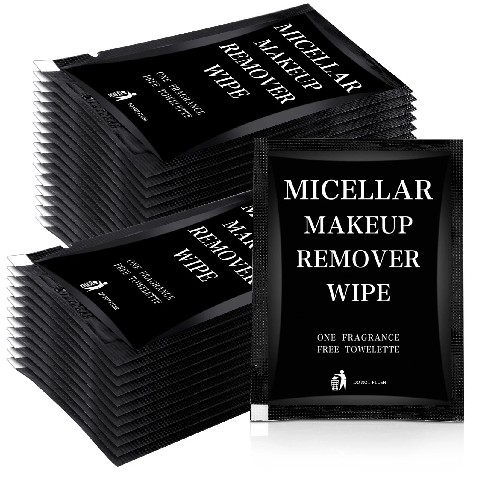 Ctosree 150 pcs Makeup Remover Wipes Bulk Individually Wrapped Makeup Wipes Single Remover Cloth Facial Cleansing Pads for Mascara Lipstick Oil Dirt Face Skin Travel Hotel(Black)
