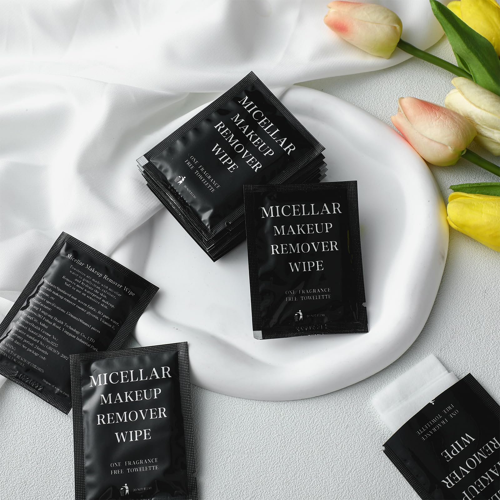 Ctosree 150 pcs Makeup Remover Wipes Bulk Individually Wrapped Makeup Wipes Single Remover Cloth Facial Cleansing Pads for Mascara Lipstick Oil Dirt Face Skin Travel Hotel(Black) - Image 5