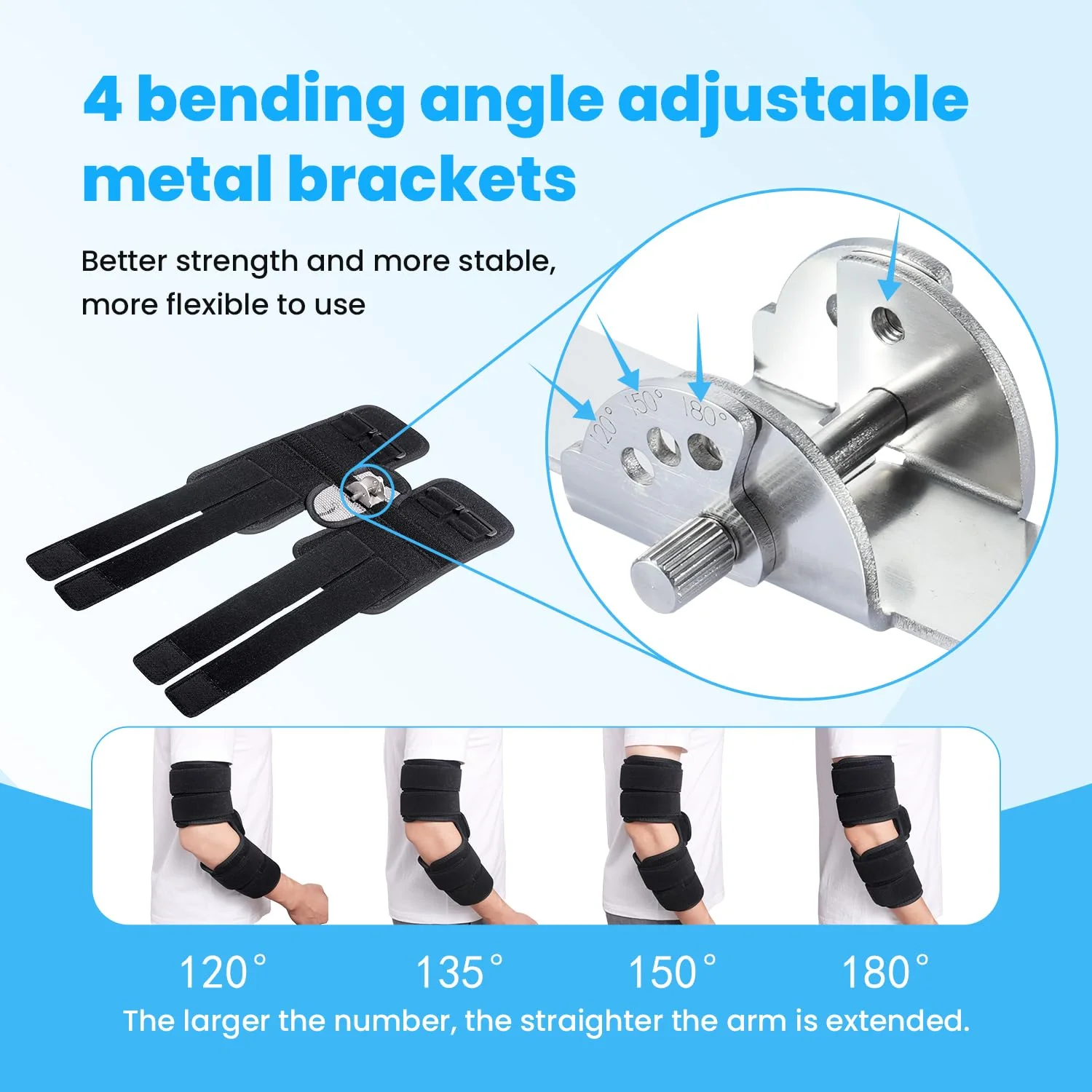 Cubital Tunnel Syndrome Elbow Brace, Ulnar Nerve Entrapment Splint, Elbow Immobilizer for Night Sleeping and Day Working, 4 Angles Adjustable, Fit Women & Men, Right & Left Arm - L/XL - Image 3