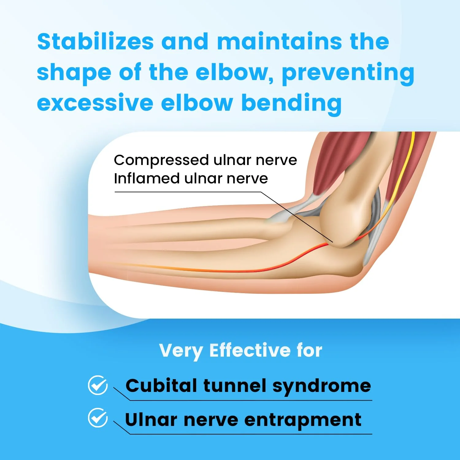 Cubital Tunnel Syndrome Elbow Brace, Ulnar Nerve Entrapment Splint, Elbow Immobilizer for Night Sleeping and Day Working, 4 Angles Adjustable, Fit Women & Men, Right & Left Arm - L/XL - Image 4