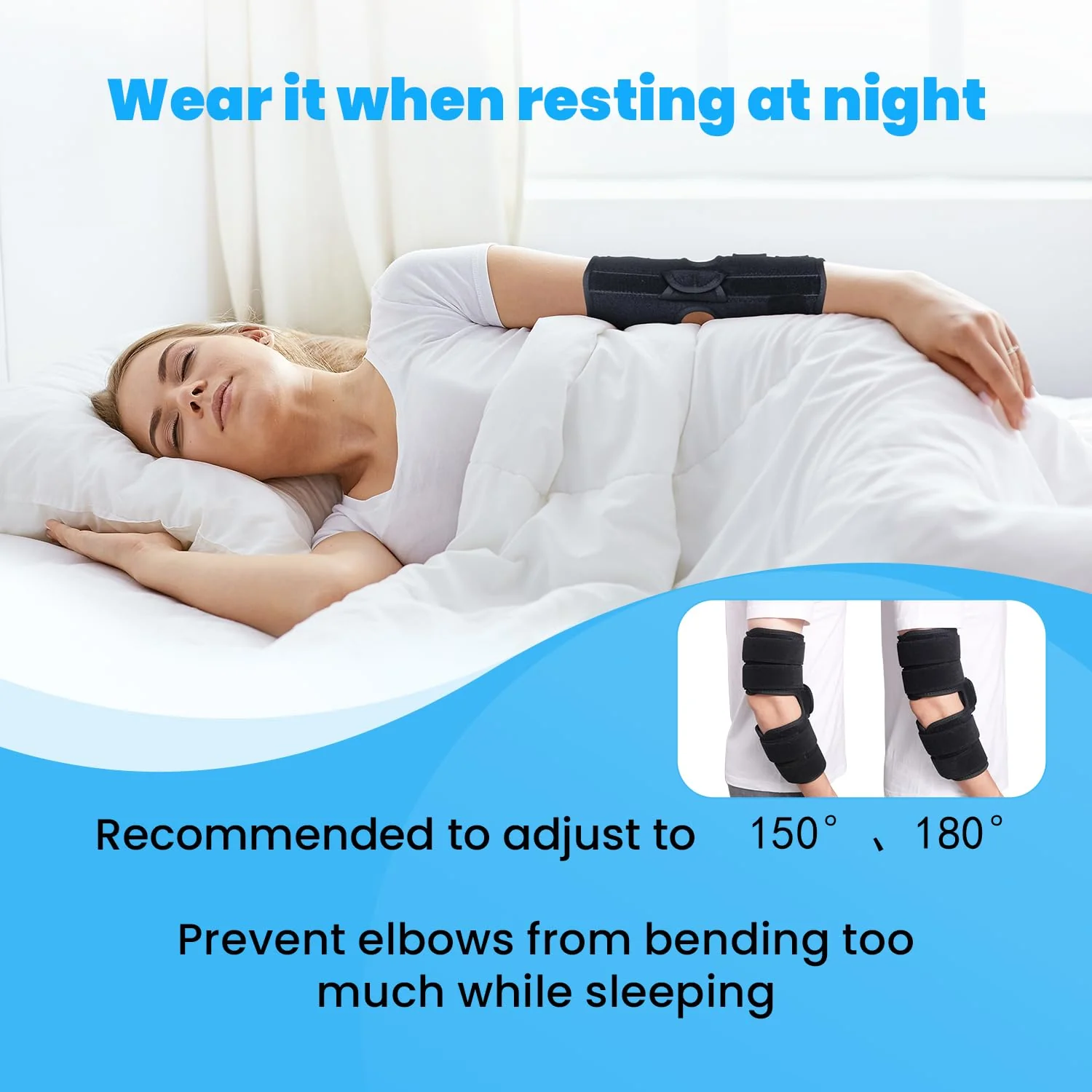 Cubital Tunnel Syndrome Elbow Brace, Ulnar Nerve Entrapment Splint, Elbow Immobilizer for Night Sleeping and Day Working, 4 Angles Adjustable, Fit Women & Men, Right & Left Arm - L/XL - Image 5