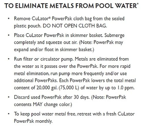CuLator Metal Eliminator & Stain Preventer for Pools & Spas PowerPak 1.0 - Image 2