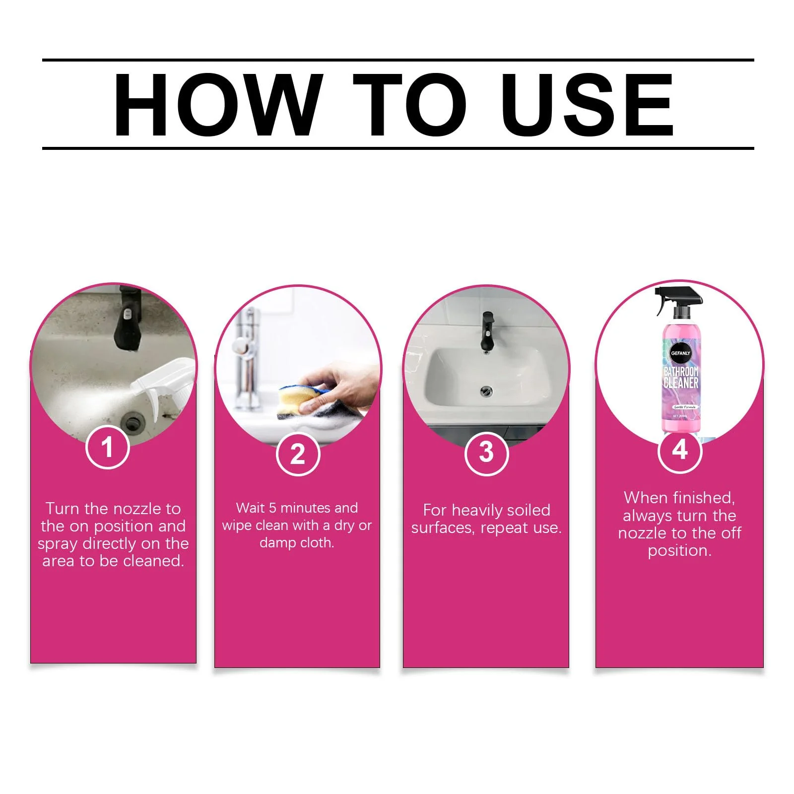 CULIWATE Gefanly Bathroom Cleaner, 20 Fl Oz Powerful Pink Bathroom Cleaner Spray, Bathrooms Descaler Foam Cleaners for Sink Tub Floor Tile (2pcs) - Image 5
