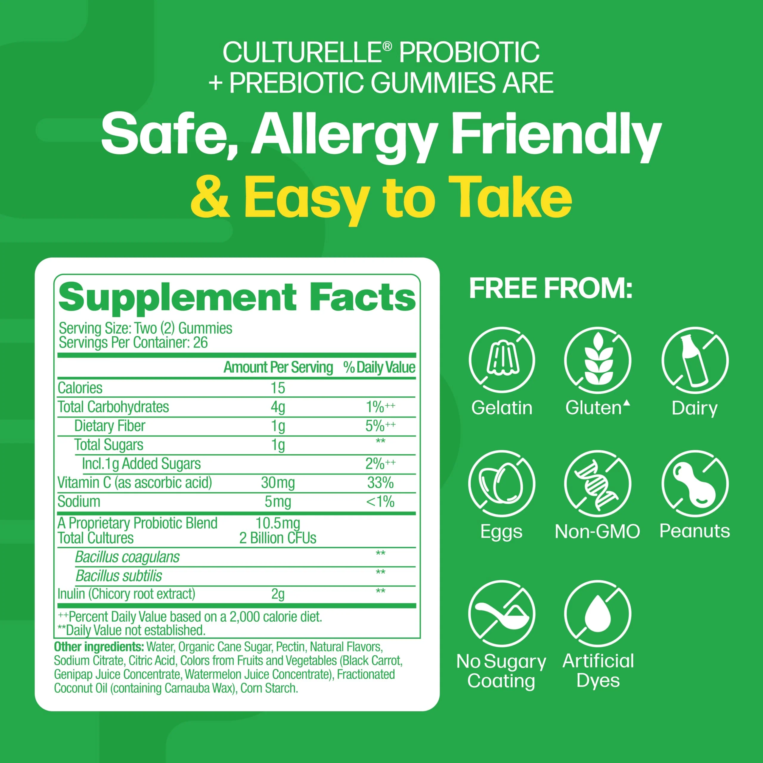 Culturelle Daily Probiotic Gummies for Women & Men, Berry Flavor, 52 Count, Naturally-Sourced Daily Probiotic + Prebiotic for Digestive Health, Non-GMO & Vegan - Image 2