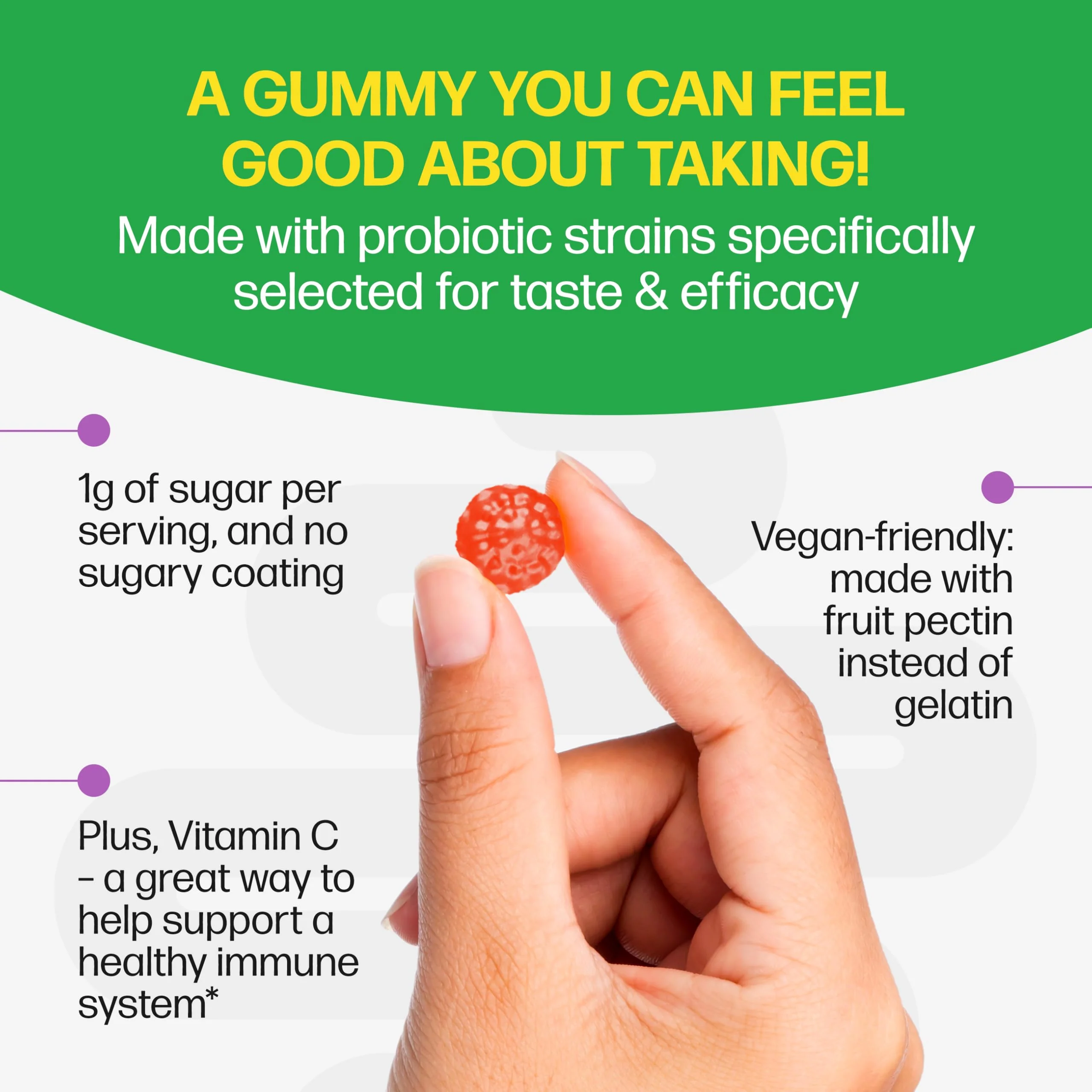 Culturelle Daily Probiotic Gummies for Women & Men, Berry Flavor, 52 Count, Naturally-Sourced Daily Probiotic + Prebiotic for Digestive Health, Non-GMO & Vegan - Image 3