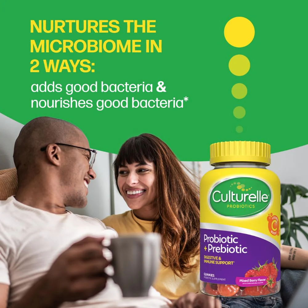 Culturelle Daily Probiotic Gummies for Women & Men, Berry Flavor, 52 Count, Naturally-Sourced Daily Probiotic + Prebiotic for Digestive Health, Non-GMO & Vegan - Image 8