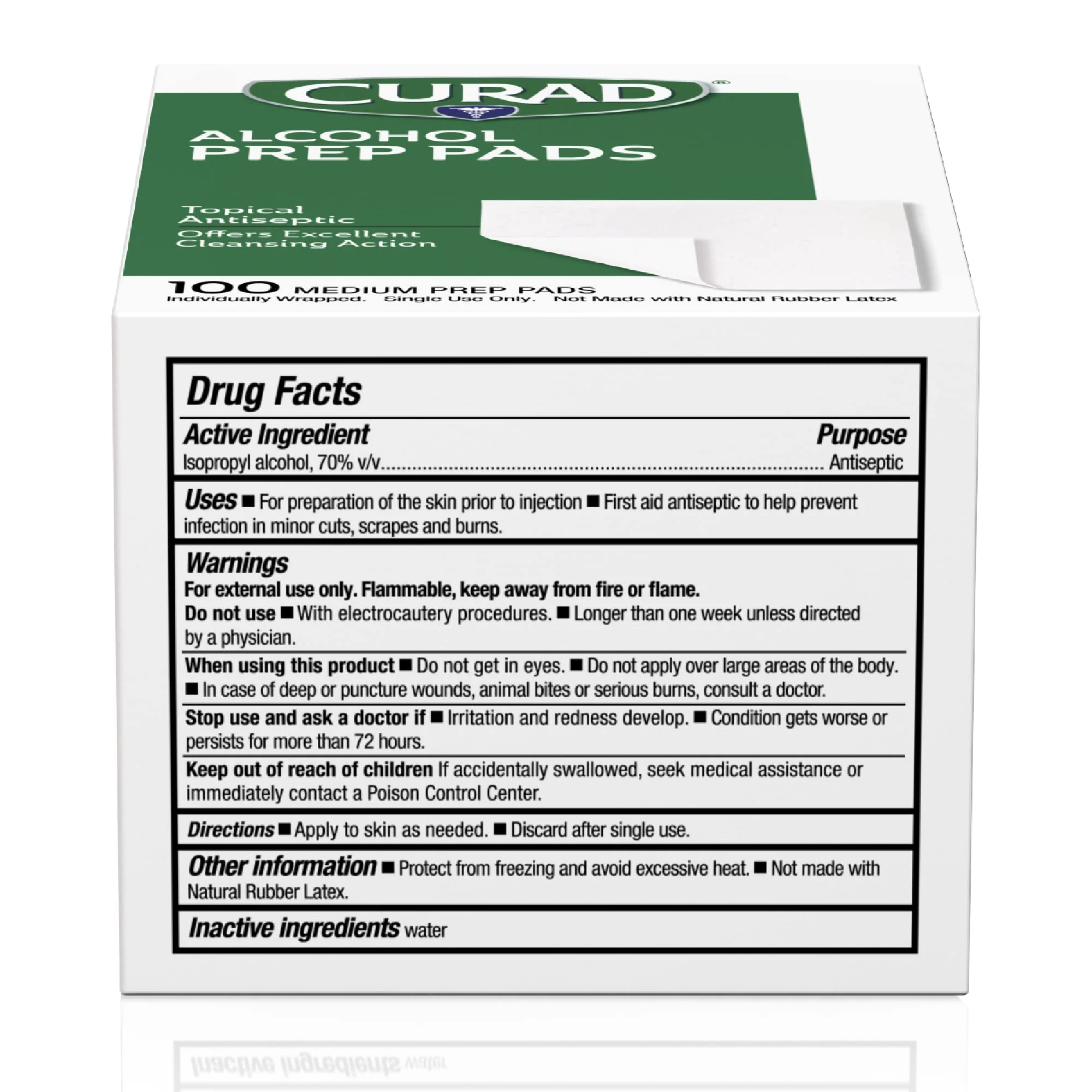 CURAD Alcohol Prep Pads (Pack of 4 Boxes) | 400 Pieces of Medium Isopropyl Alcohol Wipes Individually Wrapped | First Aid Alcohol Swabs for Cuts & Scrapes | Medical Alcohol Pads for General Cleansing - Image 6