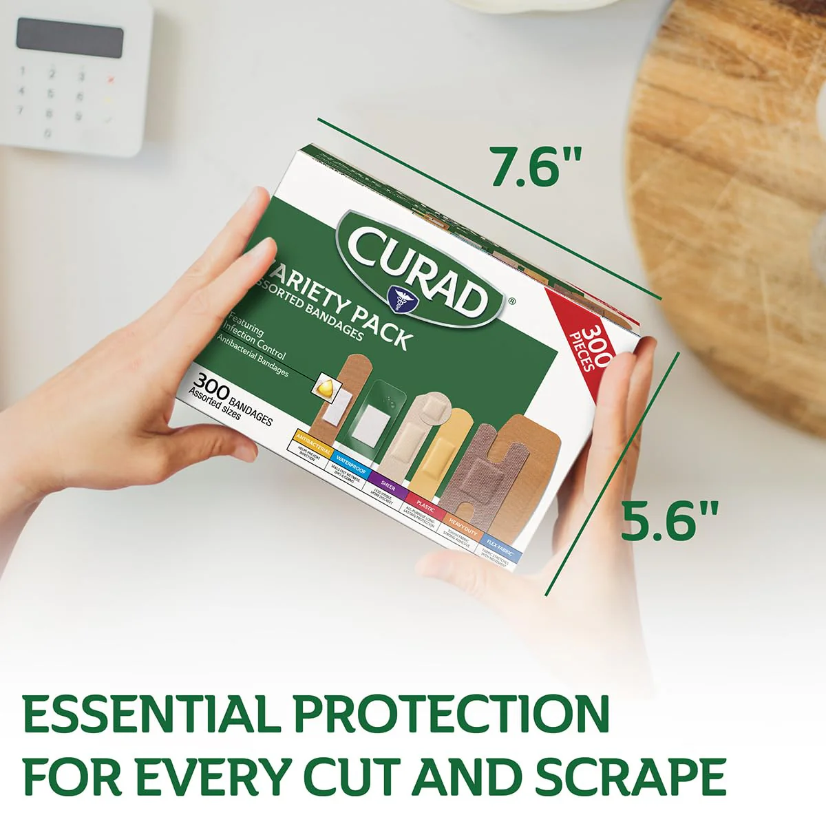 CURAD Assorted Bandages Variety Pack, 300 Count, 6 Styles Including Antibacterial Waterproof, Sheer, Plastic, Heavy Duty & Flex-Fabric, Protects Scrapes, Cuts & Burns, Latex-Free - Image 6