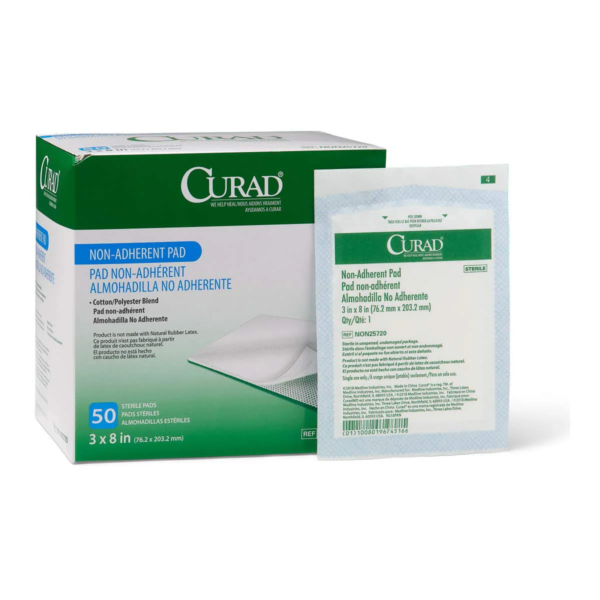 CURAD Sterile Non-Adherent Pad, 3x8 (Pack of 50) - Image 2