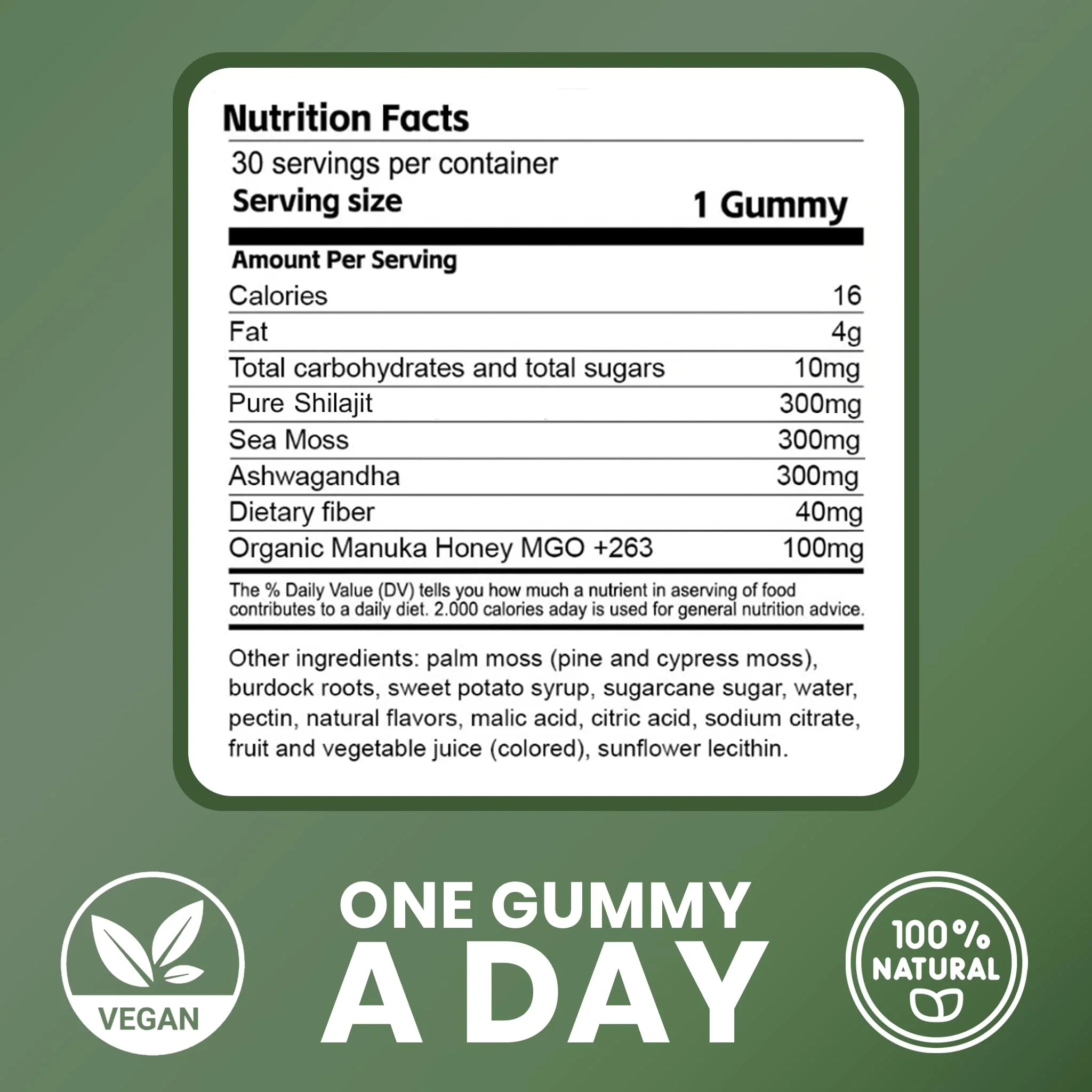 Cured 3 in 1 - Pure Himalayan Shilajit Gummies for Men & Women | Sea Moss Ashwagandha, & Manuka Honey Organic with 85+ Trace Minerals | All-Natural & 100% Vegan | Non-GMO | Made in America - Image 3