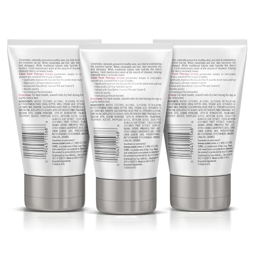 Curel Foot Therapy Cream, Soothing Lotion for Dry Cracked Feet, Quick Absorbing, with Shea Butter, Coconut Milk, and Vitamin E2, 3.5 Oz, Pack of 3 - Image 9