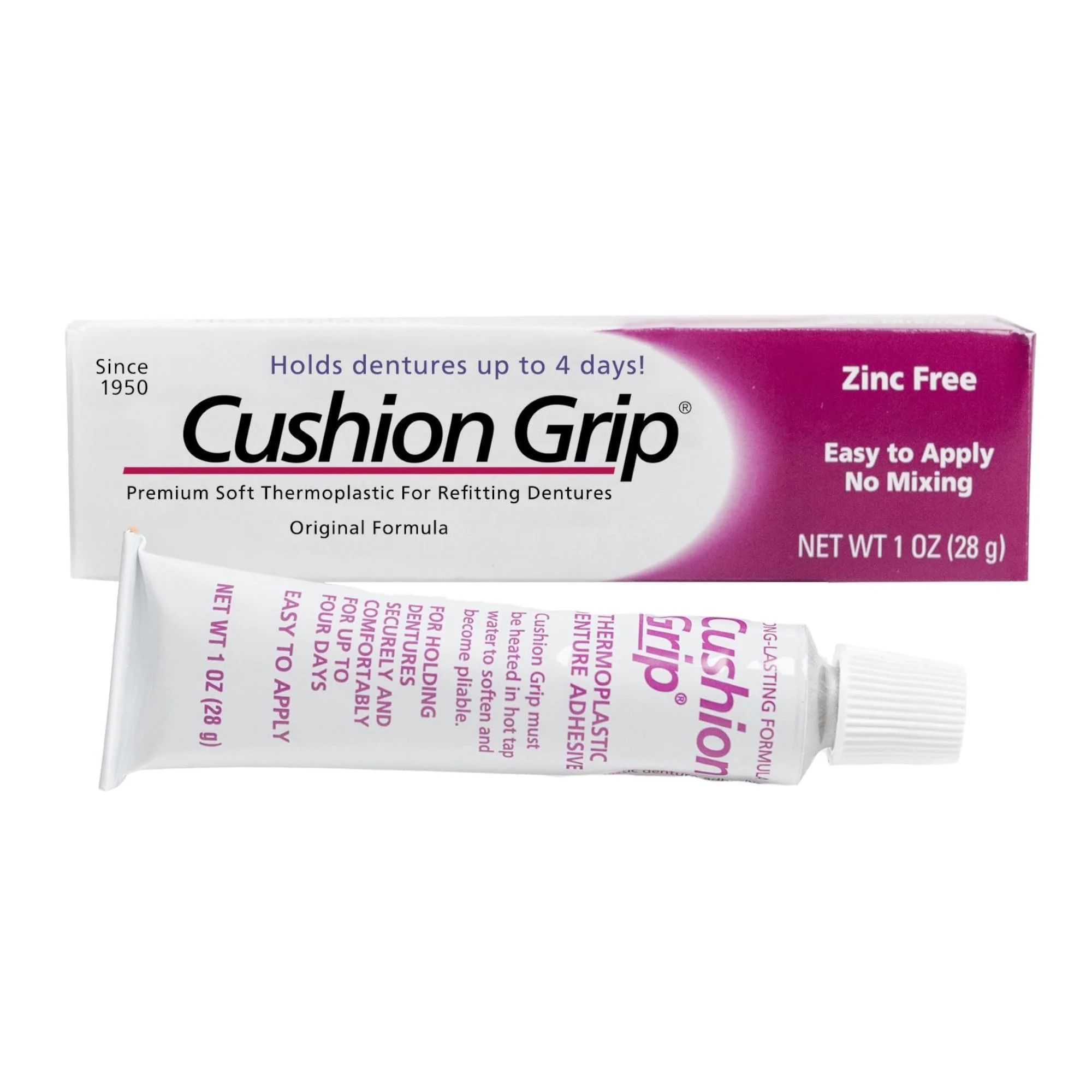 Cushion Grip Thermoplastic Denture Adhesive – Refits & Tightens Loose Dentures, Works Like a Denture Reliner for a Long-Lasting, Secure Fit & Comfort, Cushions Gums, Waterproof & Zinc-Free - 1 oz - Image 2