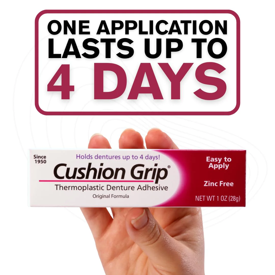 Cushion Grip Thermoplastic Denture Adhesive – Refits & Tightens Loose Dentures, Works Like a Denture Reliner for a Long-Lasting, Secure Fit & Comfort, Cushions Gums, Waterproof & Zinc-Free - 1 oz - Image 3