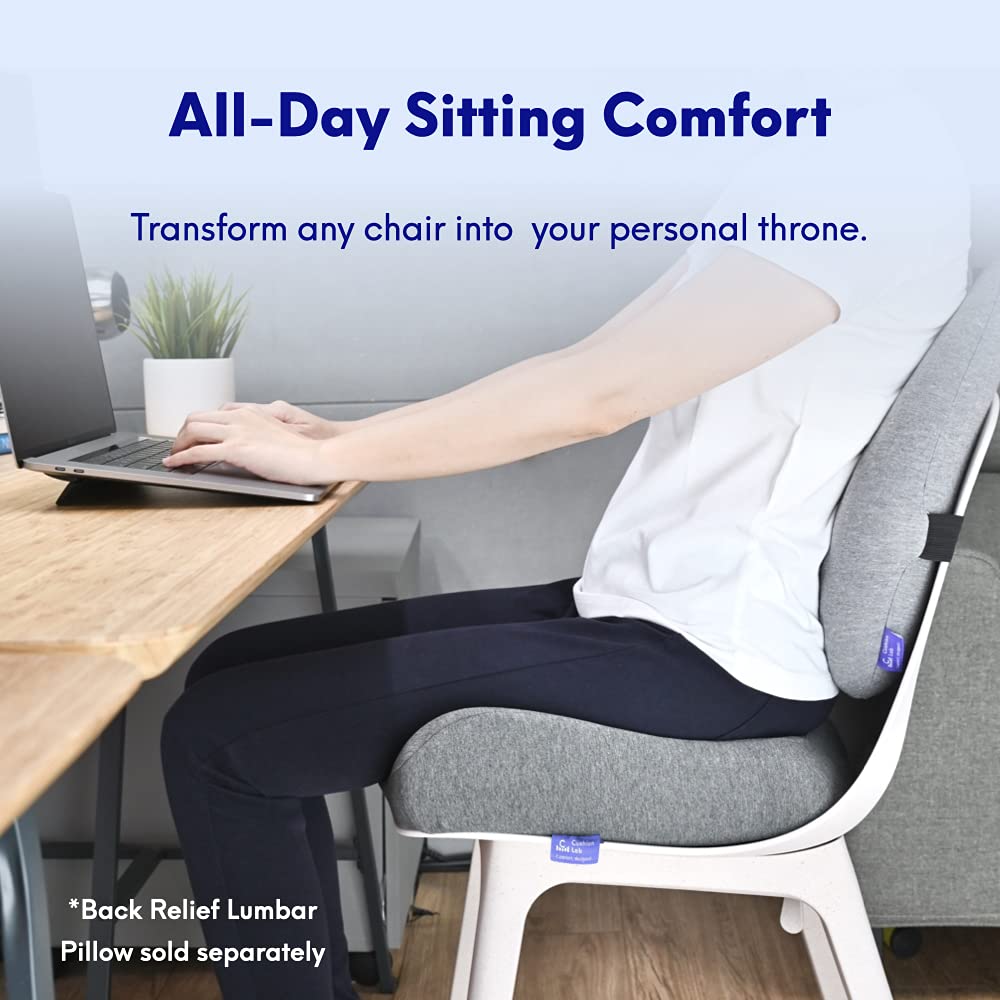 Cushion Lab Patented Pressure Relief Seat Cushion for Long Sitting Hours on Office & Home Chair - Extra-Dense Memory Foam for Soft Support. Car & Chair Pad for Hip, Tailbone, Coccyx, Sciatica - Black - Image 3