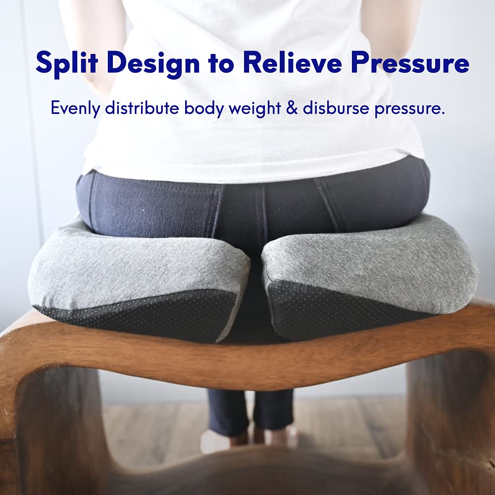 Cushion Lab Patented Pressure Relief Seat Cushion for Long Sitting Hours on Office & Home Chair - Extra-Dense Memory Foam for Soft Support. Car & Chair Pad for Hip, Tailbone, Coccyx, Sciatica - Black - Image 5
