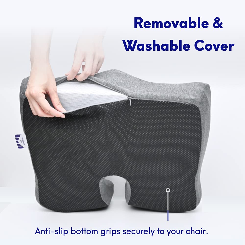 Cushion Lab Patented Pressure Relief Seat Cushion for Long Sitting Hours on Office & Home Chair - Extra-Dense Memory Foam for Soft Support. Car & Chair Pad for Hip, Tailbone, Coccyx, Sciatica - Black - Image 7