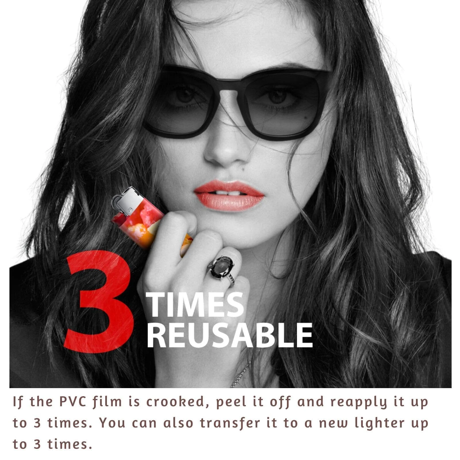 Custom Lighter Stickers with Own Pictures, Personalize Lighters PVC Film Wraps Reusable up to 3 Times - 6 Pack Upload 6 Photos Suitable for Bic Pocket Lighter Ideal for Gifts - Image 3