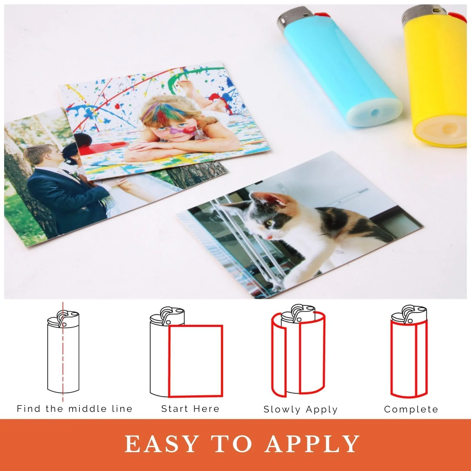 Custom Lighter Stickers with Own Pictures, Personalize Lighters PVC Film Wraps Reusable up to 3 Times - 6 Pack Upload 6 Photos Suitable for Bic Pocket Lighter Ideal for Gifts - Image 6
