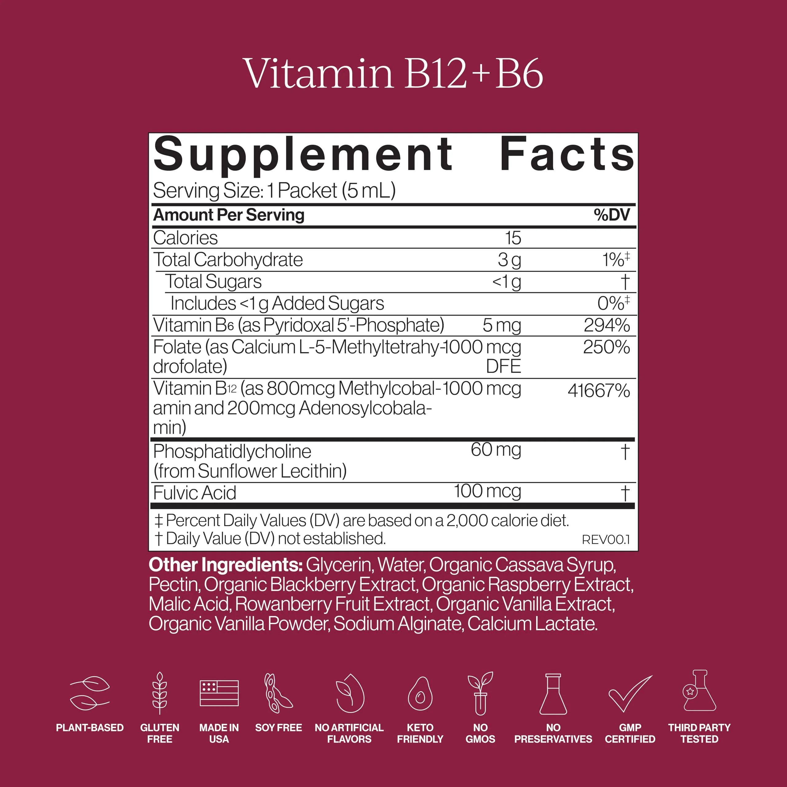 CYMBIOTIKA Liposomal Vitamin B12 + B6 Liquid Supplement, Cellular Energy, Brain Health, Heart Health, + Nerve Function Support, Enhanced Absorption, Gluten Free, Soy Free, Plant-Based, 28 5 mL Packets - Image 2