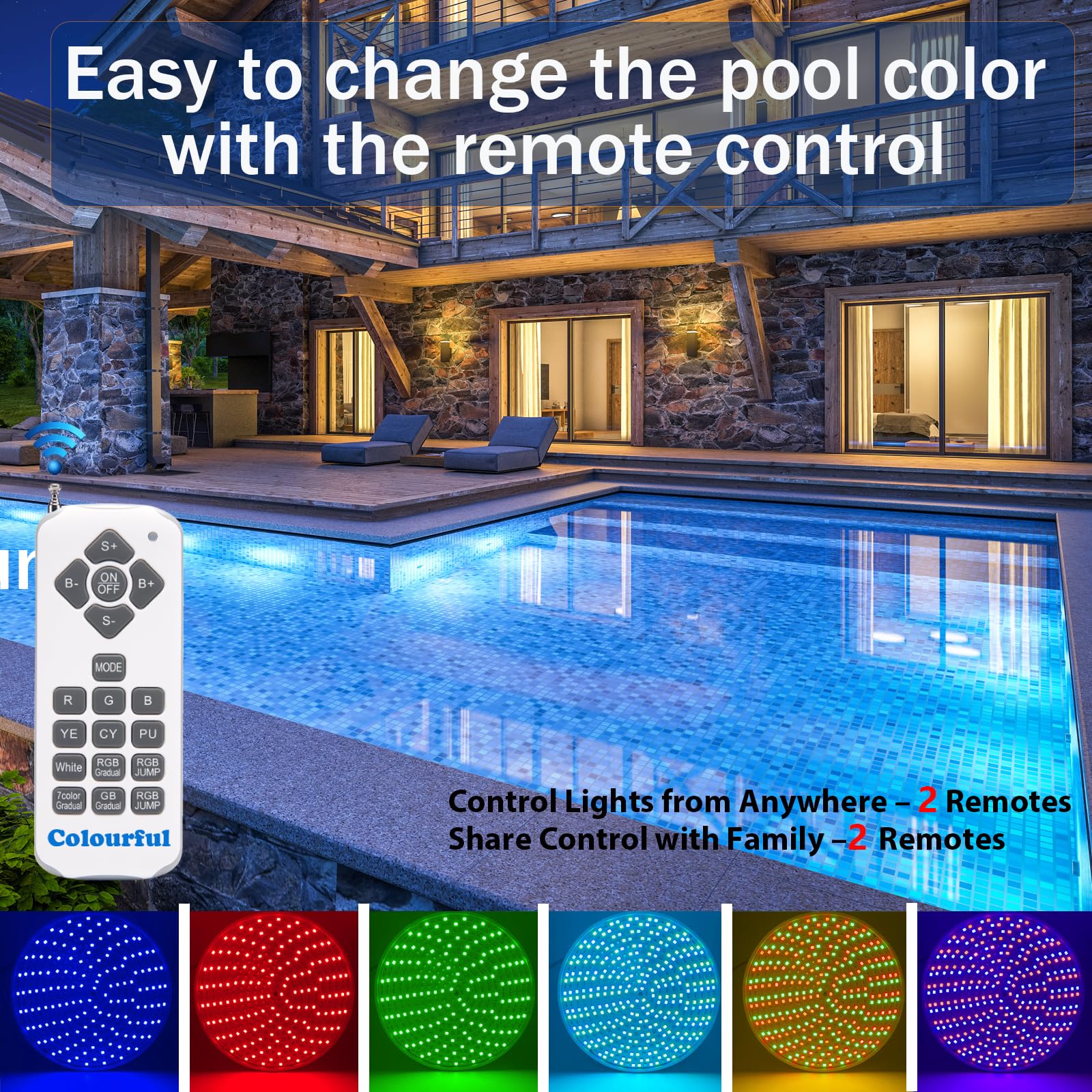 Cynlink 12V 50W LED Color Changing Pool Lights for Inground Pool, Swimming Pool Light Bulb with Remote, E26 Replacement Underwater Pool Lighting for Pentair and Hayward Light Fixtures, 1 Pack - Image 7