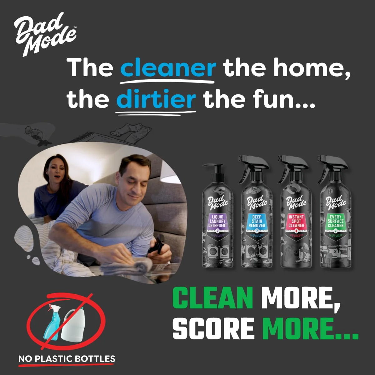 DadMode Home Surface Cleaner | 1000 Uses | Streak-Free Multi-Surface Cleaner | 3-Pack Refill | Kitchen, Bathroom & Household Spray | Sandalwood & Suede - Image 6