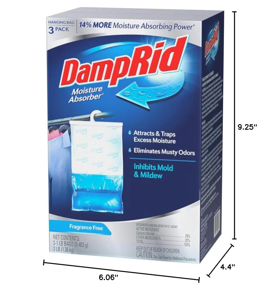 DampRid Fragrance Free Hanging Moisture Absorber, 16 oz., 3 Pack - Eliminates Musty Odors for Fresher Air, Ideal Moisture Absorbers for Closet, 14% More Moisture Absorbing Power* - Image 2
