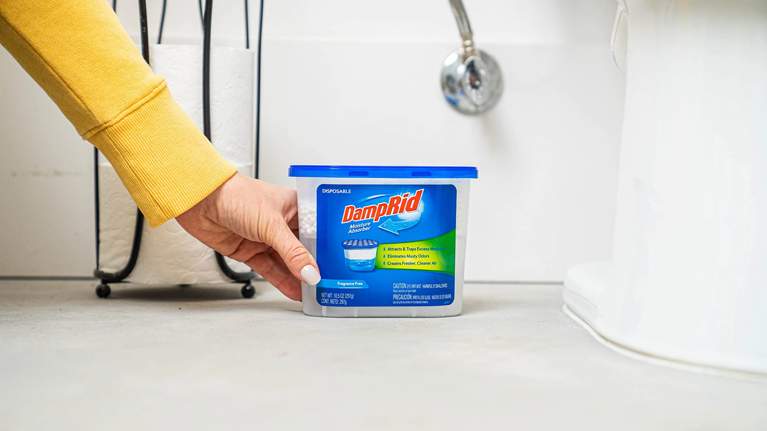 DampRid Fresh Scent Disposable Moisture Absorber, 10.5 oz., 3 Pack - Attracts & Traps Excess Moisture, Eliminates Musty Odors, Creates Fresher, Cleaner Air, White - Image 4