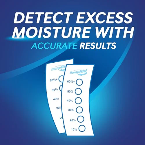 DampRid Hi-Capacity Moisture Absorber Bucket, Fragrance Free, 2 lb. 15.5 oz. & Moisture Detection Strip (2 Pack), Attracts & Traps Excess Moisture - Image 8