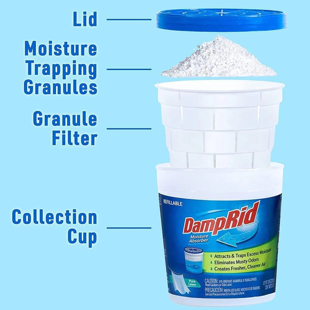 DampRid Hi-Capacity Moisture Absorber Damp Rid Bucket - 3 Pack (2 lb. each) Fragrance Free, Fresh Scent, Lavender Vanilla - Attracts & Traps Excess Moisture. Packed By ILIOS - Image 2