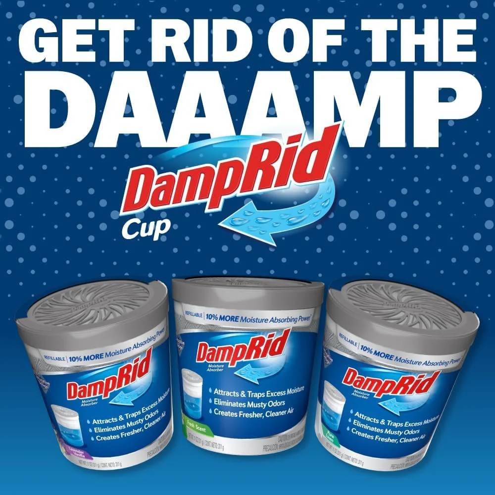 DampRid Hi-Capacity Moisture Absorber Damp Rid Bucket - 3 Pack (2 lb. each) Fragrance Free, Fresh Scent, Lavender Vanilla - Attracts & Traps Excess Moisture. Packed By ILIOS - Image 5
