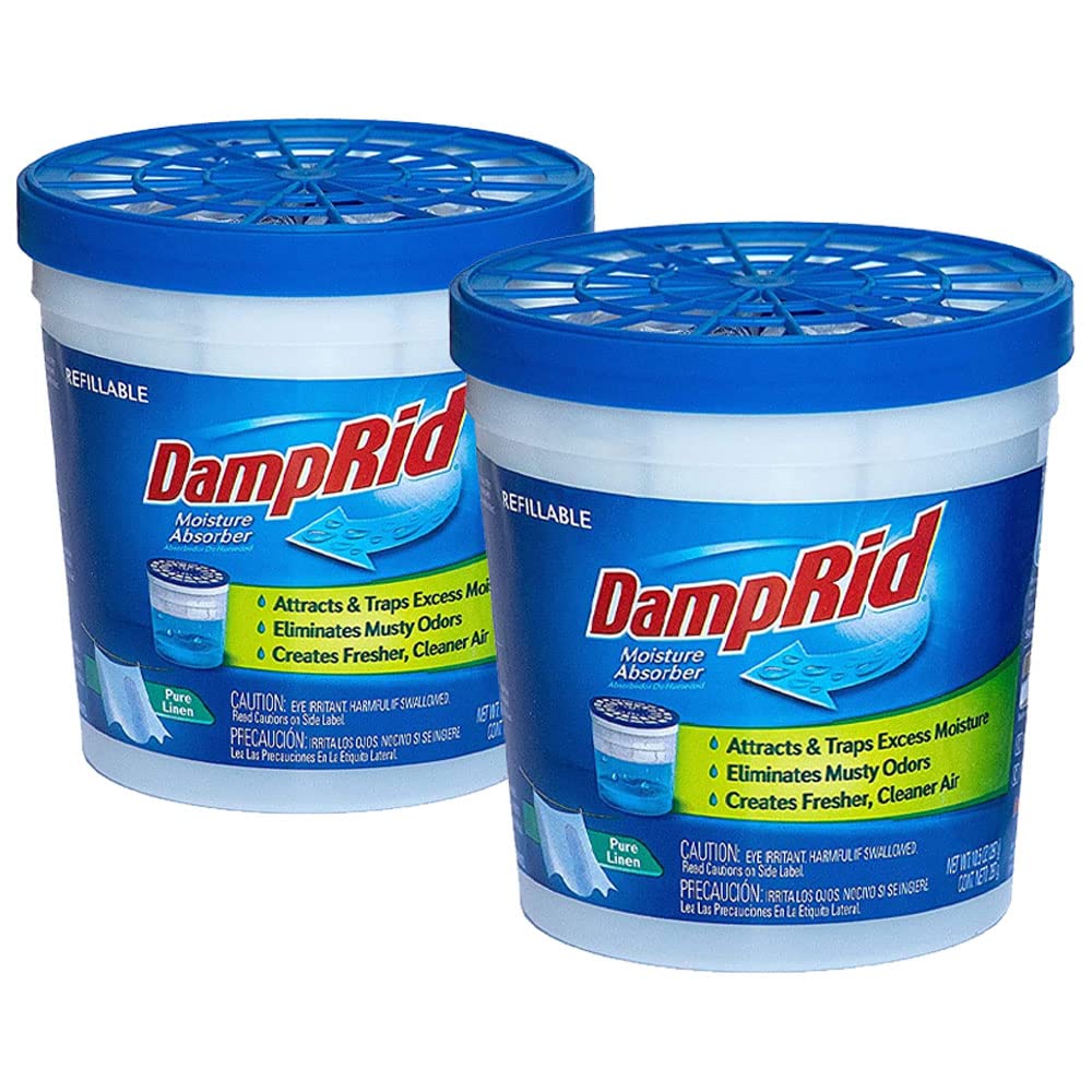 DampRid Pure Linen Refillable Moisture Absorber - 10.5oz cups - 2 pack – Traps Moisture for Fresher, Cleaner Air