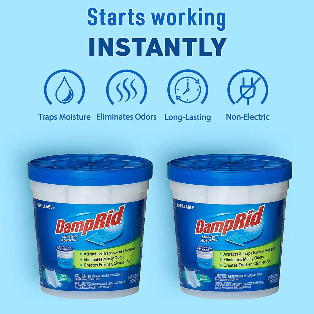 DampRid Pure Linen Refillable Moisture Absorber - 10.5oz cups - 2 pack – Traps Moisture for Fresher, Cleaner Air - Image 3