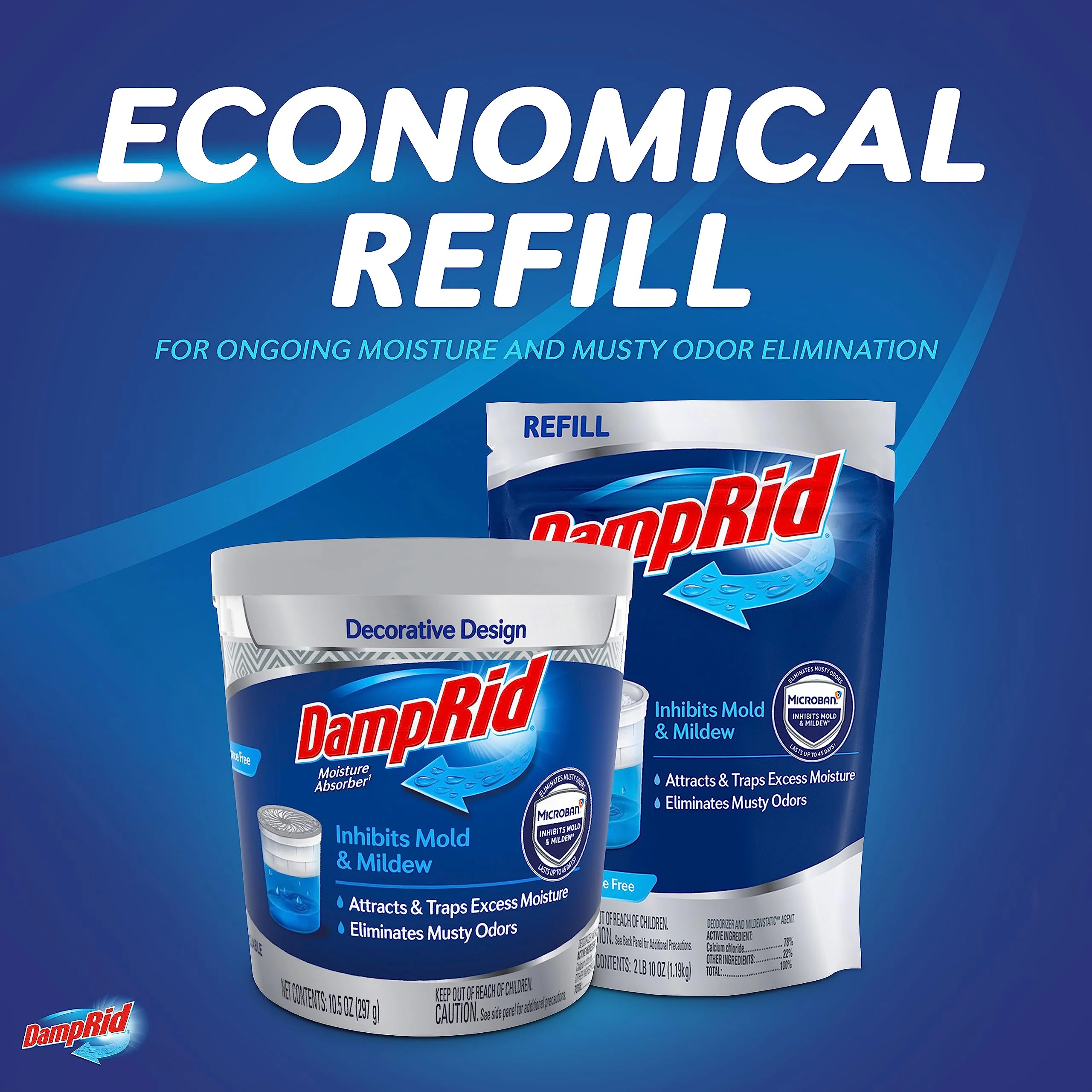 DampRid Refill Bag, 42 oz., 4-Pack - Fragrance Free Moisture Absorbers for Rooms with Excess Humidity, Long-Lasting, Inhibits Mold & Mildew - Image 7