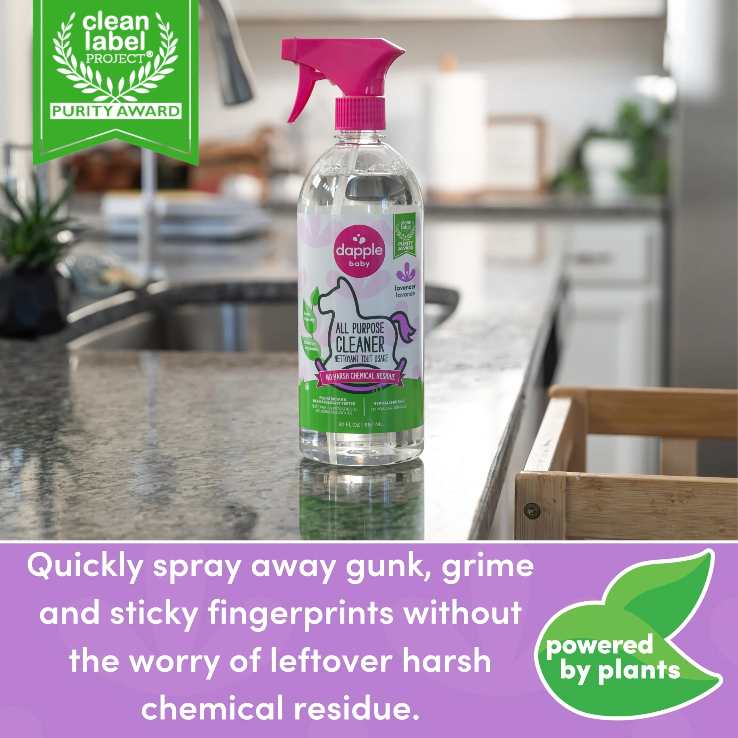 Dapple Baby All Purpose Cleaning Spray, Hypoallergenic for Toys, High Chairs, Swings, Counters, Powered by Plants, 1 Pump Included, Lavender, 30 Fl Oz (Pack of 2) - Image 6