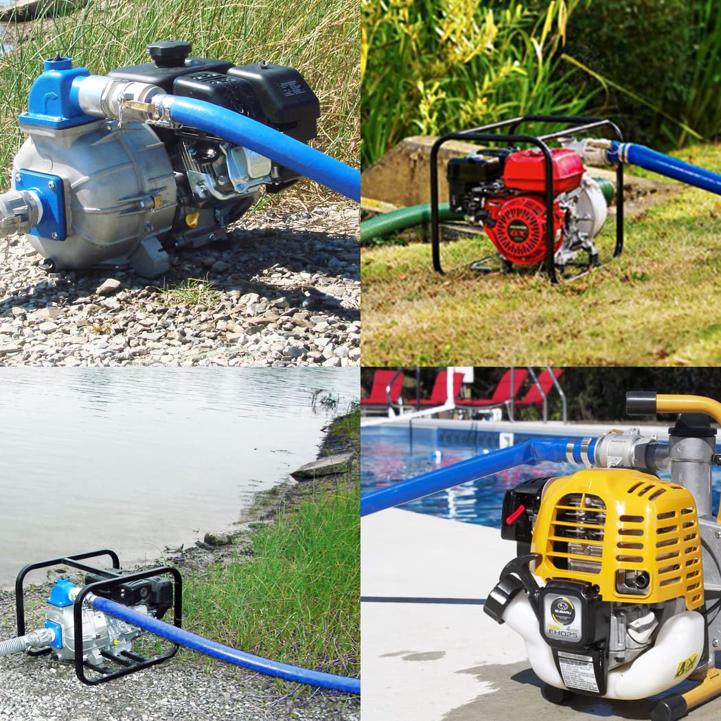 DAVCO 2" ID × 100 ft Pool Backwash Hose, Heavy Duty Reinforced Blue PVC Lay Flat Water Discharge Pump Hoses For Swimming Drain Pools and Clean Filters, with Aluminum Camlock C and E Fittings - Image 2