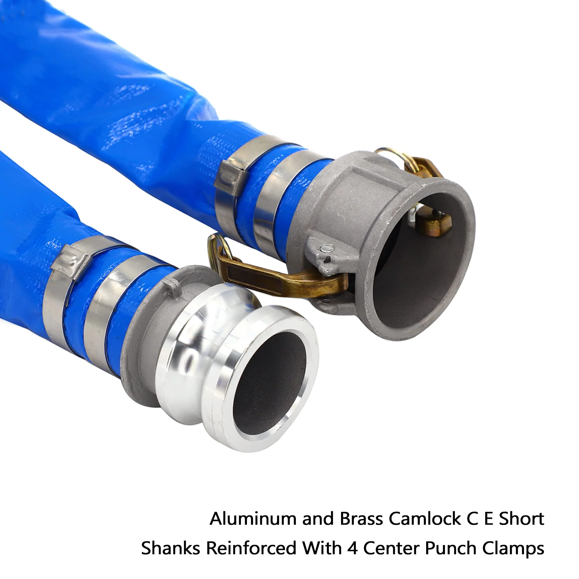 DAVCO 2" ID × 100 ft Pool Backwash Hose, Heavy Duty Reinforced Blue PVC Lay Flat Water Discharge Pump Hoses For Swimming Drain Pools and Clean Filters, with Aluminum Camlock C and E Fittings - Image 7