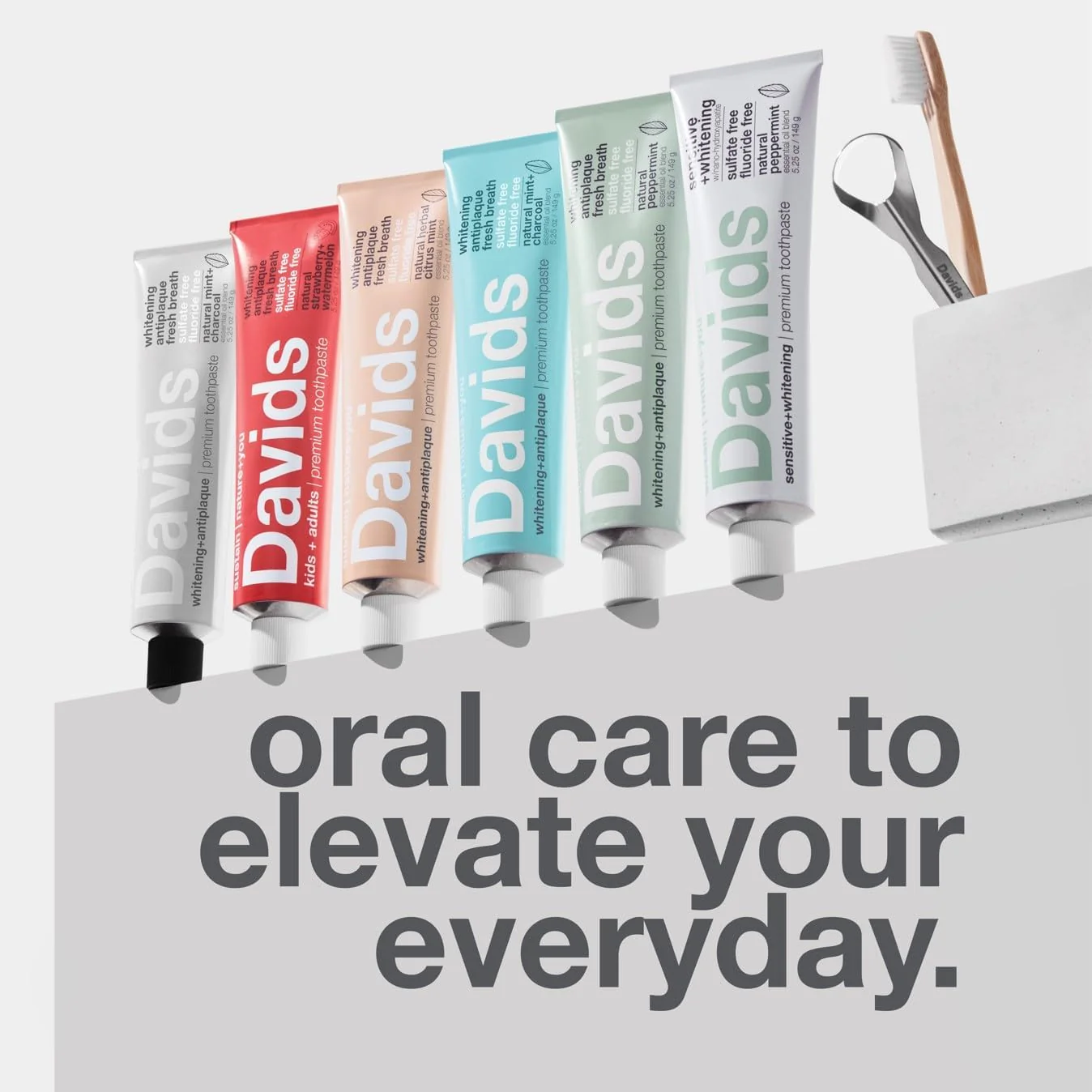 Davids Fluoride Free Toothpaste, Teeth Whitening, Antiplaque, SLS (Sulfate) Free, Promotes Enamel Health, Mouth & Gum Detox, EWG Verified, Natural Peppermint, 5.25oz (3 Pack) - Image 5
