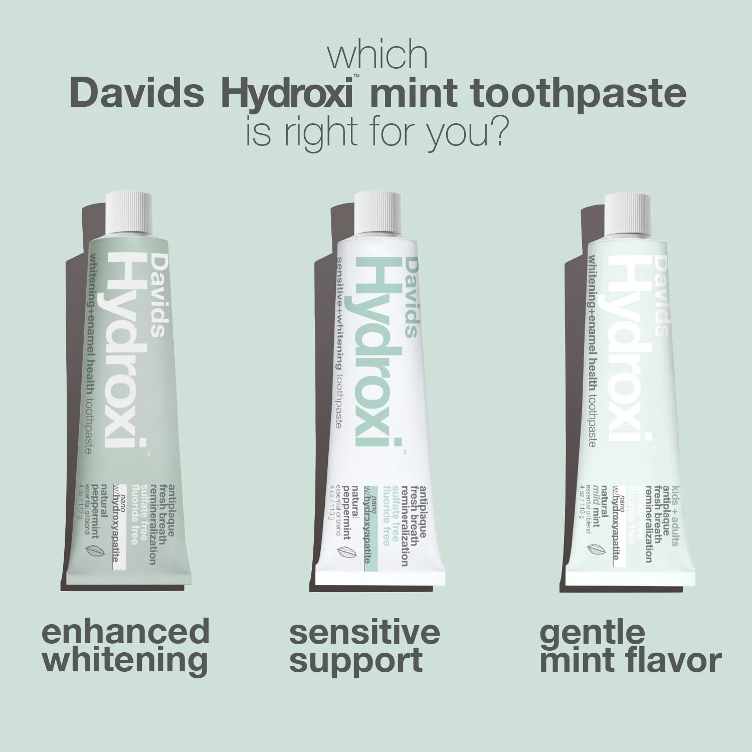 Davids Hydroxi Fluoride Free Nano Hydroxyapatite Whitening + Enamel Health Toothpaste, Antiplaque, Fresh Breath, Remineralizing, SLS Free, Natural Peppermint, 4 oz, Made in USA - Image 5