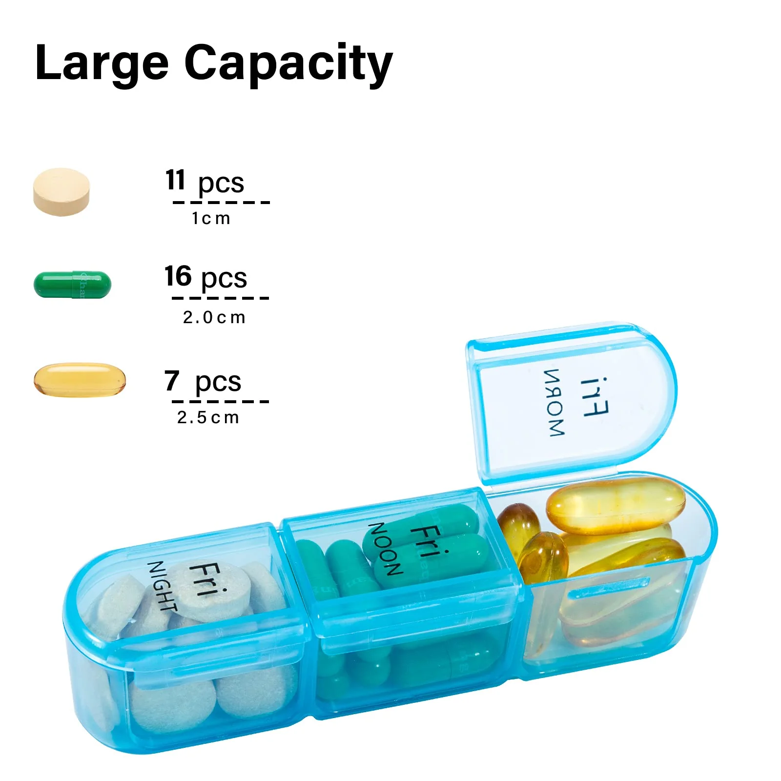 Daviky Pill Organizer 3 Times a Day, Weekly Pill Box 7 Day, Daily Medicine Organizer Case to Hold Vitamins and Medication - Image 2