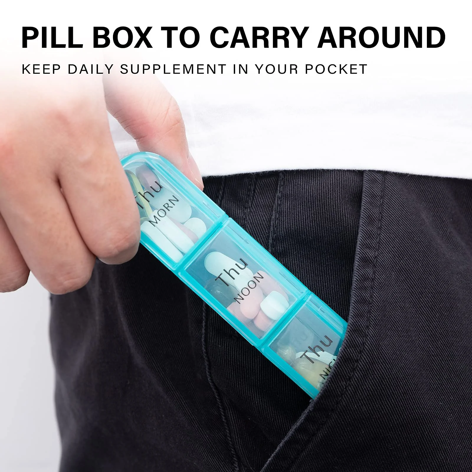 Daviky Pill Organizer 3 Times a Day, Weekly Pill Box 7 Day, Daily Medicine Organizer Case to Hold Vitamins and Medication - Image 3