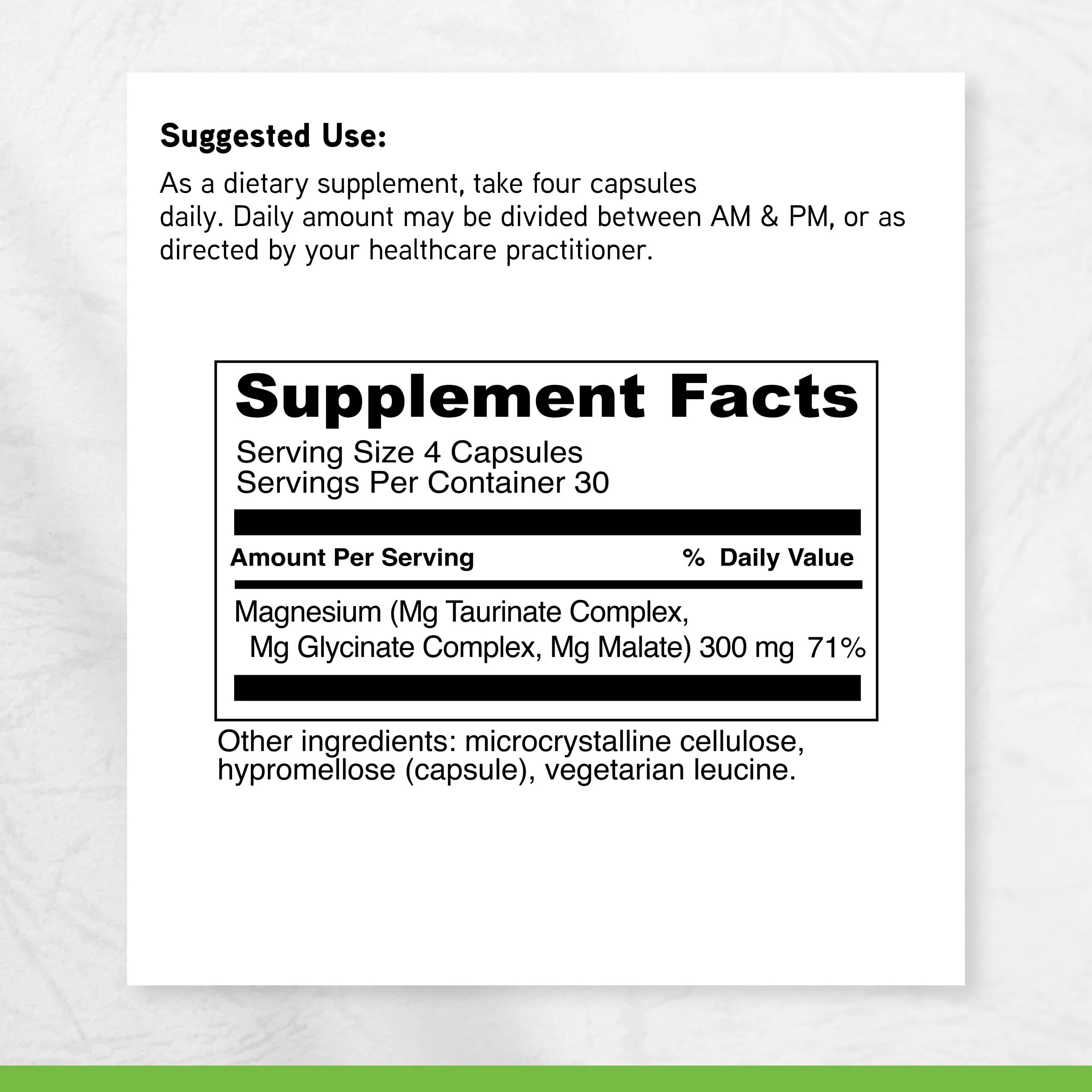 DAVINCI Tri-Mag 300 - Triple Complex with Magnesium Glycinate, Taurinate & Malate - Calm Magnesium Supplement for Sleep - Nerve Support Formula - 120 Capsules (30 Servings) - Image 3