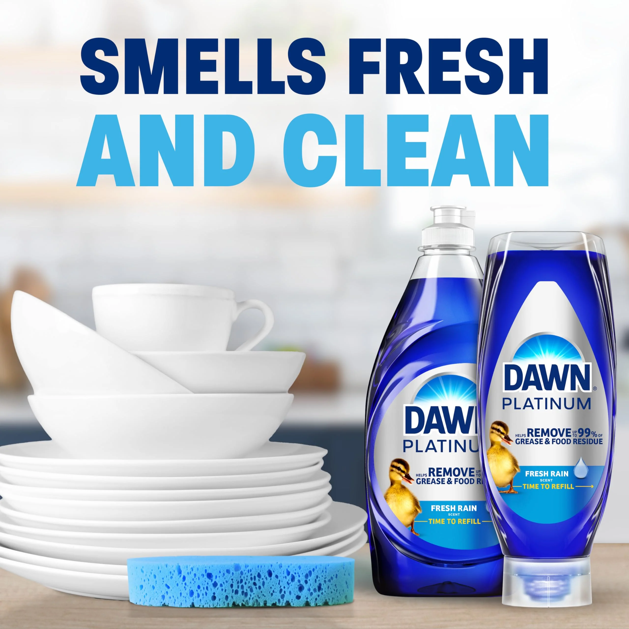 Dawn Platinum EZ-Squeeze Dish Soap, Dishwashing Liquid, Fresh Rain, 2x18oz Bundle - Image 8