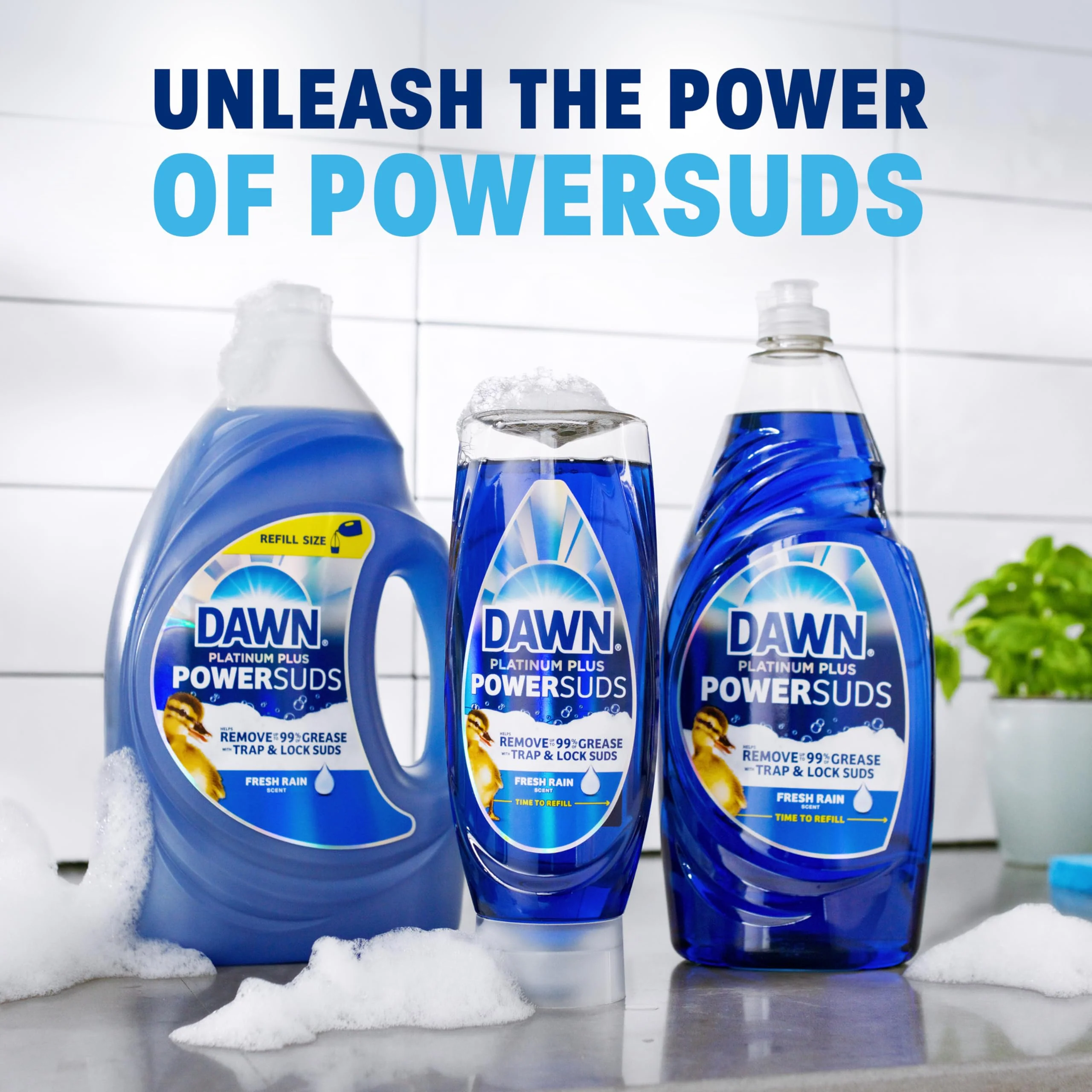 Dawn Platinum Plus PowerSuds Liquid Dish Soap, 17.4 oz. EZ-Squeeze Bottle - Image 9